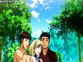 Avid anime blonde gets facial