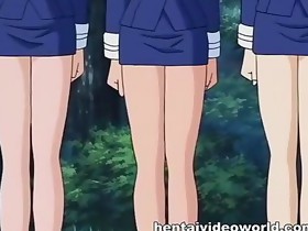 Cute uniform girls in the fierce anime fuck