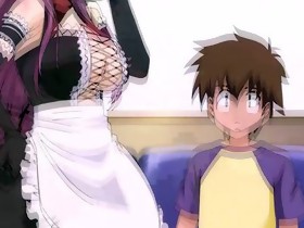 Huge titted anime maid sucks and tittyfucks