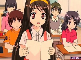 Huge titted anime schoolgirl receives her moist..