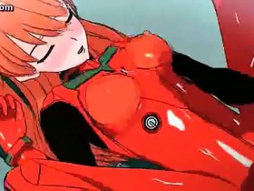 Animated doll in red acquires cum