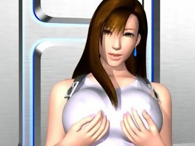 Slutty 3D anime whore gives boobjob