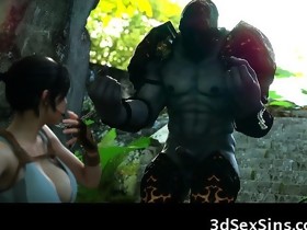 3D Lara Croft Jizzed by an Ogre!