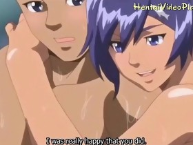 Manga couple making up in the shower