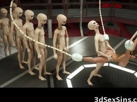 3D Busty Playgirl Gangbanged by Aliens!