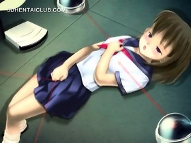 Anime girl in school uniform masturbating pussy