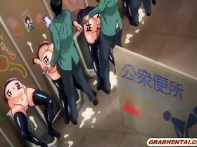Busty manga coeds group gangbang in the class