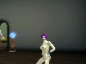 3d aion sexy dance purple hair beauty nude patch