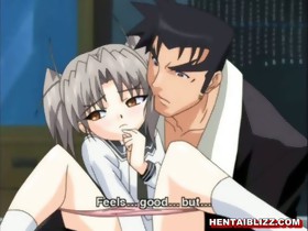 Cute hentai coed fingered ass and pussy