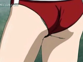 Cute anime schoolgirl showing undies up her tiny..