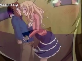Blonde horny hentai babe teasing cock with a..